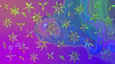 Renkli Yaz Temalı eskiz kalıbı. Çiçekli eskiz çizimi. Mor renkli çiçekler. Düz Çiçek Elementleri Tasarımı.