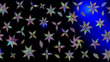 Siyah renklerde. Raster illüstrasyonu. Çiçekli güzel suluboya desen.