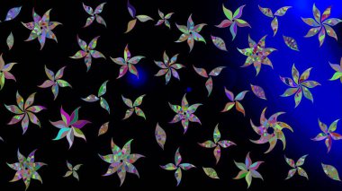 Siyah renklerde. Çiçek buketleriyle klasik bir eskiz şekli. Raster illüstrasyonu.