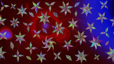 Robot resim. Raster illüstrasyonu. Küçük çiçekte sevimli çiçek deseni var..