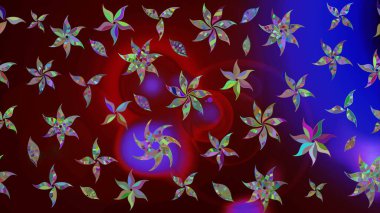 Raster illüstrasyonu. Kahverengi renkli çiçekler. Şatafatlı bahar bahçesi dokusu. Çiçek deseni. Kahverengi renkte çiçek çizimi.