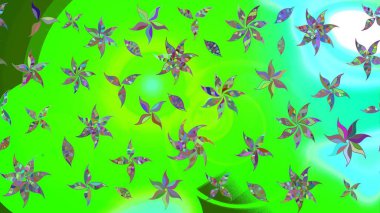 Millefleur 'lar. Oldukça eski bir besin torbası deseni, küçük yeşil renkte, çiçekler. Tekstil, kumaş, kapaklar, duvar kağıtları, baskı, paket, koleksiyon defteri, örgü, dekupaj için çiçek arkaplanı..