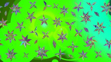 Hediye ambalaj kağıdı, tebrik kartları, posterler ve pankart tasarımı. Raster düz çiçek çizim deseni. Yeşil renkte çiçekler.