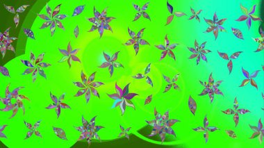 Yeşil renkli çiçekler. Kumaş desenli papatya çiçekleri ayrıntıları.