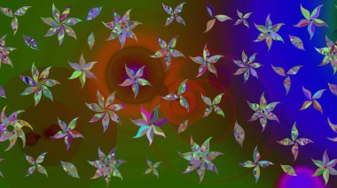 Çiçekli çiçek deseni, suluboya. Raster illüstrasyonu. Renkli Bahar Teması eskiz kalıbı. Yeşil renkli çiçekler. Düz Çiçek Elementleri Tasarımı.