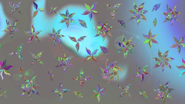 Gri renkli çiçekler. Raster illüstrasyonunda çiçek deseni çizimi.