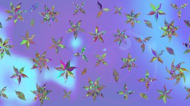 Raster Modaya uygun kumaş deseni. Renkli Bahar Teması eskiz kalıbı. Düz Çiçek Elementleri Tasarımı. Mor renkli şirin çiçek deseni.