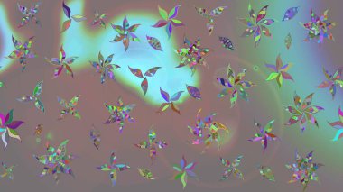 Sevimli çiçek raster deseni. Düz Çiçek Elementleri Tasarımı. Gri renkli çiçekler. Renkli Yaz Teması çizim şablonu.