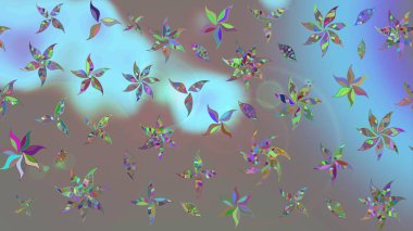 Gri renkli çiçekler. Renkli Bahar Teması eskiz kalıbı. Düz Çiçek Elementleri Tasarımı. Raster illüstrasyonunda çiçek deseni çizimi.