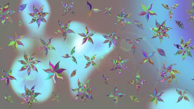 Hediye ambalaj kağıdı, tebrik kartları, posterler ve pankart tasarımı. Mavi renkli çiçekler. Raster düz çiçek çizim deseni.