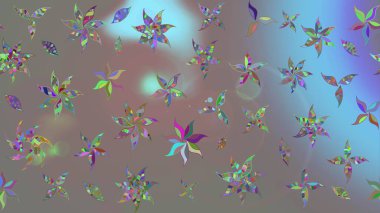 Gri renkli çiçekler. Raster illüstrasyonunda çiçek deseni çizimi.