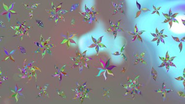 Suluboya tarzında gri renkli çiçekler. Raster illüstrasyonunda çiçek deseni çizimi.