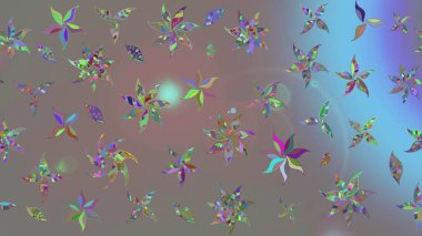 Asya tekstil tarzında. Çiçek desenli çizim. Gri renkli çiçekler. Raster illüstrasyonu. Raster illüstrasyonu.