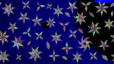 Şirin, zarif çiçekler Raster illüstrasyonu. Yapraklı çizim şekli. Tekstil için figür. Poster ya da kapak için arka plan. Davetiye ve kartpostal tasarımı için dekoratif çiçek unsurları.