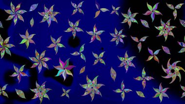 Mavi renkte güzel bir tekstil. Suluboya çiçekli çiçek deseni. Raster illüstrasyonu.