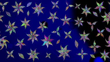 Mavi renkli çiçekler. Çiçekli karalama şeklinde Raster çiçek deseni. Nazik, sevimli çiçek arkaplanı..