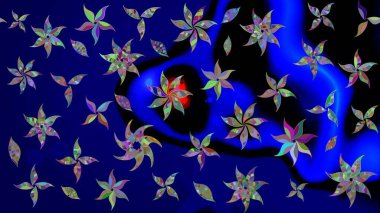 Güzel kumaş deseni. Raster suluboya deseni, narin çiçekler, mavi çiçekler, tebrik kartı şablonu..