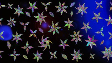 Yaz çiçekleri teması. Siyah renkler. Klasik çiçekler. El çizimi, soyut ve süslü elementler. Suluboya resim taklit Raster illüstrasyonu.