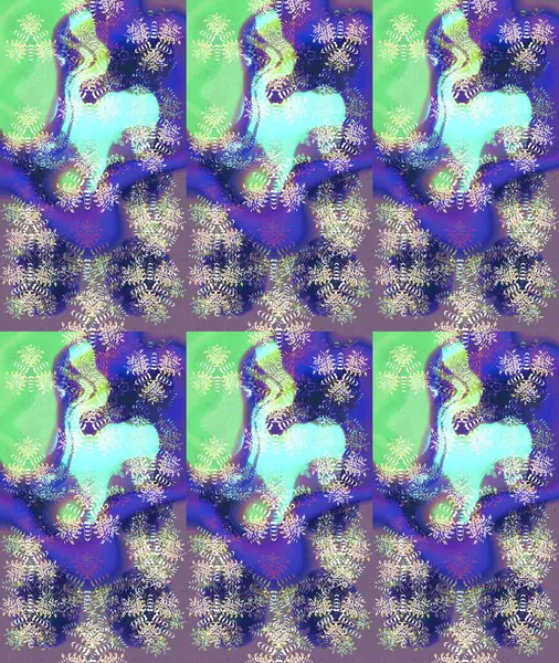 Mor, mavi ve nötr renkler ve kar taneleri. Renkli arka planda izole tatlı kar taneleri. Raster illüstrasyonu.