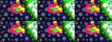 Raster deseni. Gri renklerde bahar çiçekleri. Patlayan çiçekler soyut olarak yerleştirilmiş. Raster illüstrasyonu.