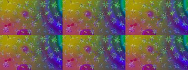 Yeşil renkler üzerine çiçek desenli çizimler, el yapımı papatyalar, papatyalar. Tekrarlayan çiçek arkaplanı, zarif yeşil çiçek duvar kağıdı.