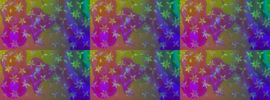 Mor renkli etnik çiçeklerle zarif bir eskiz şekli. Asya Tekstil 'inde Raster Çiçek İllüstrasyonu.