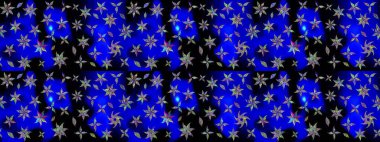 Raster illüstrasyonu. Mavi renklerde. Raster illüstrasyonundaki çiçek desenli çizim. Güzel kumaş deseni.