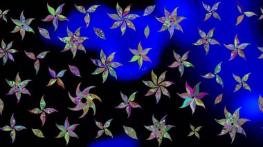 Siyah renkli çiçek desenli eskiz. Suluboya tarzında siyah renkte çiçekler.