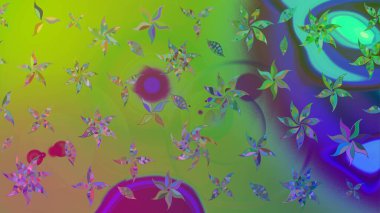 Çiçekli bahar çiçekleri. Moda baskıları için zarif bir şablon. Robot resim. Motley illüstrasyonu. Küçük çiçekte güzel bir desen. Küçük renkli çiçekler..