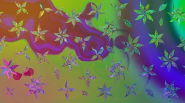 Çizim çiçek deseni duvar kağıdı, web sitesi arka planı, ambalaj kağıdı, davetiye, broşür, afiş veya web sitesi için kullanılabilir. Parlak elementlerin. El çizimi Raster illüstrasyonu.