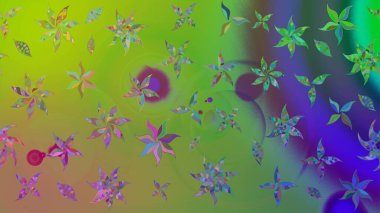 Yeşil renkli çiçekler. Çiçekli çiçek deseni, suluboya. Raster illüstrasyonu. Düz Çiçek Elementleri Tasarımı. Renkli Bahar Teması çizim şablonu.