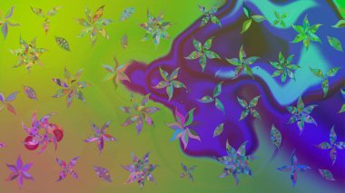 Çiçekli çiçek deseni, suluboya. Yeşil renkli çiçekler. Raster illüstrasyonu. Renkli Bahar Teması eskiz kalıbı. Düz Çiçek Elementleri Tasarımı.