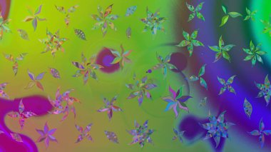 Vadinin yeşil renkli çiçekleri. Raster çiçek desenleri çiziyor..