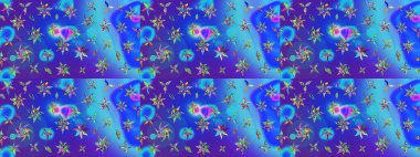 Renkli Bahar Teması eskiz kalıbı. Düz Çiçek Elementleri Tasarımı. Mavi renkli çiçekler. Raster illüstrasyonunda çiçek deseni çizimi.