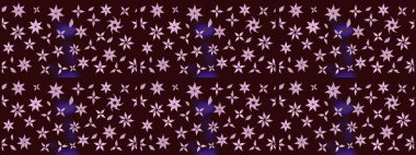 Dallı bahar çiçekleriyle desen, kahverengi renklerle çiçek siluetiyle desen. Raster deseni.