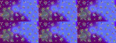 Küçük çiçekli basit bir çiçek çizimi. Mor renkli şirin çiçekler. Moda baskısı, albüm, ambalaj kağıdı ve duvar kağıdı için zarif dekoratif süslemeler. Raster illüstrasyonu.