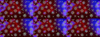 Parmak izi, kumaş, duvar kâğıdı, tekstil için raster dokusu. Renkli grunge, soyut arkaplanı colokahverengi çiçeklerle süslüyor. Nakış desenli çiçek deseni..