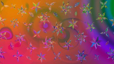 Renkli desenli eskiz deseni, kahverengi çiçekler ve dekoratif elementlerle. Eskiz geçmişi. Eski usul. Kumaş, tekstil, duvar kağıdı baskısı için. Raster illüstrasyonu.