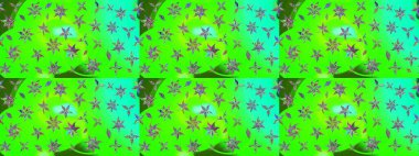 Eski usul. Raster illüstrasyonu. Kumaş, tekstil, duvar kağıdı baskısı için. Eskiz geçmişi. Renkli desenli eskiz deseni, yeşil çiçekler ve dekoratif elementlerle.