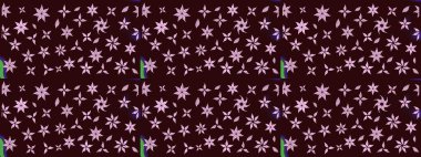 Raster. Kahverengi renkte güzel çiçekler, suluboya desenli eskiz deseni, duvar kağıdı, kart veya kumaş için fayanslı..