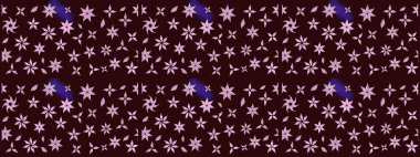 Dallı bahar çiçekleriyle desen, kahverengi renklerle çiçek siluetiyle desen. Raster deseni.