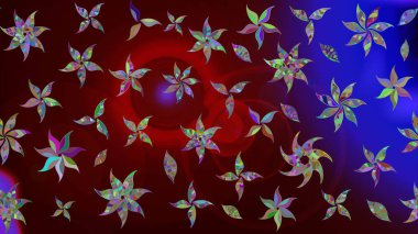 Robot resim. Raster illüstrasyonu. Kahverengi renkli çiçekler. Şirin çiçek elementleri..