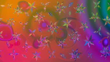 Çiçek deseni. Şatafatlı bahar bahçesi dokusu. Raster illüstrasyonu. Kahverengi renkli çiçekler. Kahverengi renkte çiçek çizimi.