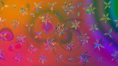 Renkli desenli eskiz deseni, kahverengi çiçekler ve dekoratif elementlerle. Eskiz geçmişi. Eski usul. Kumaş, tekstil, duvar kağıdı baskısı için. Raster illüstrasyonu.