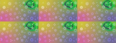 Çiçek desenli çizim. Raster illüstrasyonu. Asya tekstil tarzında. Güzel kumaş deseni. Renkli Bahar Teması eskiz kalıbı. Düz Çiçek Elementleri Tasarımı.