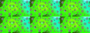 Raster illüstrasyonu. Küçük çiçekteki sevimli çiçek deseni. Raster deseni. Yumuşak, yaz çiçekleri yeşil renklerde.
