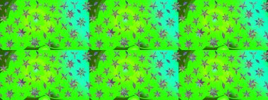 Raster Çiçek İllüstrasyonu güzel tekstil. Yeşil renkli etnik çiçeklerle zarif eskiz deseni.
