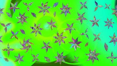 Üzerinde yeşil renkte karalamalar olan çiçek desenleri çiz. Raster illüstrasyonu.