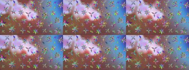 Küçük çiçekli basit bir çiçek çizimi. Kahverengi renkte sevimli çiçekler. Raster illüstrasyonu. Moda baskısı, albüm, ambalaj kağıdı, duvar kağıdı için zarif dekoratif süslemeler..