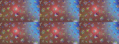 Raster illüstrasyonu. Çizim çiçek deseni duvar kâğıdı olarak kullanılabilir. Kahverengi renkte çiçekler.